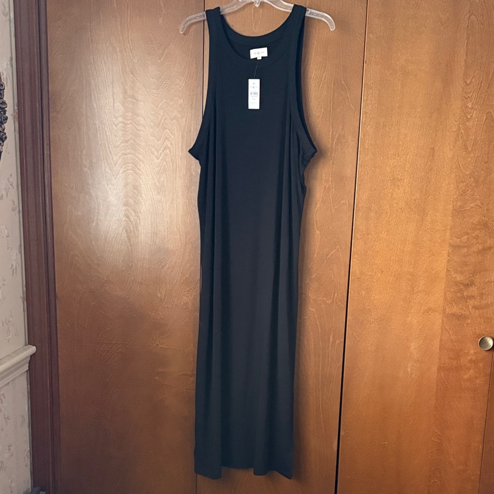 Lou & Grey Classic Black Sleeveless Maxi Dress - Minimalist Style NWT Sz XXL
